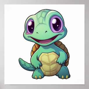 Affiche Illustration de tortue caricaturale
