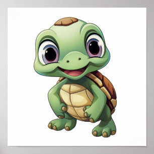 Affiche Illustration de tortue caricaturale
