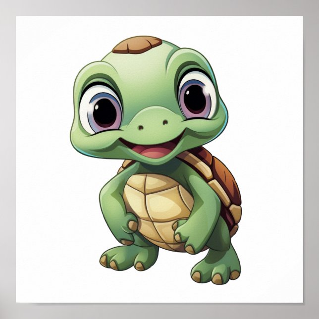 Affiche Illustration de tortue caricaturale (Devant)
