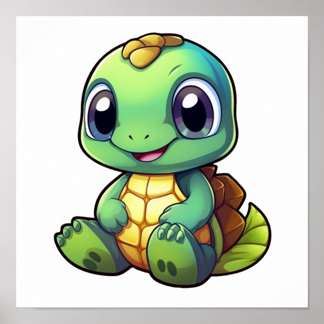 Affiche Illustration de tortue caricaturale (Devant)