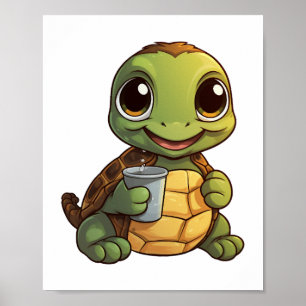 Affiche Illustration de tortue caricaturale
