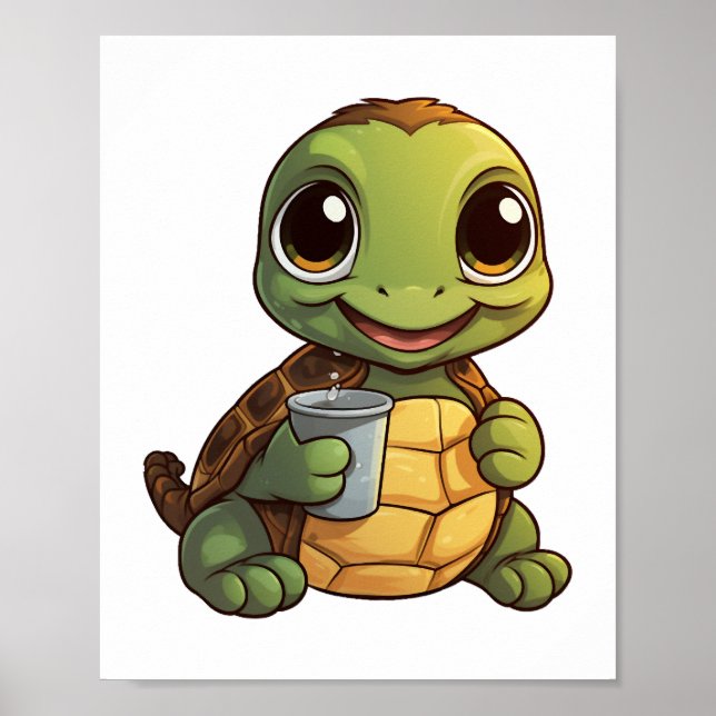 Affiche Illustration de tortue caricaturale (Devant)