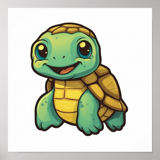 Affiche Illustration de tortue caricaturale (Devant)