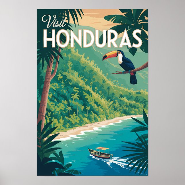 Affiche Illustration de Toucan du Honduras Art de Voyage V (Devant)