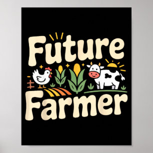 Affiche Illustration de tracteur d'agriculteur d'agricultu