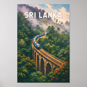 Affiche Illustration de train vintage Sri Lanka Art de voy