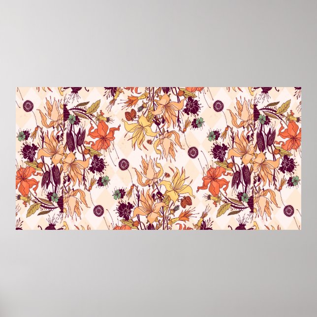 Affiche Illustration de trame. Motif fleur clair sur coule (Devant)