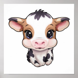 Affiche Illustration de vache caricaturale