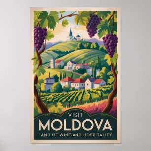 Affiche Illustration de vignoble de Moldavie Art de voyage
