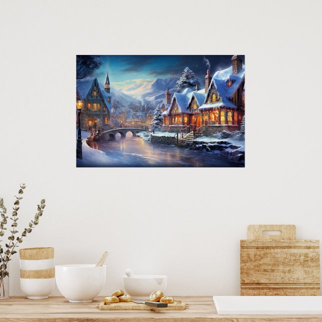Affiche Illustration de village hivernal (Cuisine)