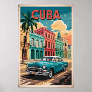 Affiche Illustration de voiture classique de Cuba Art de v