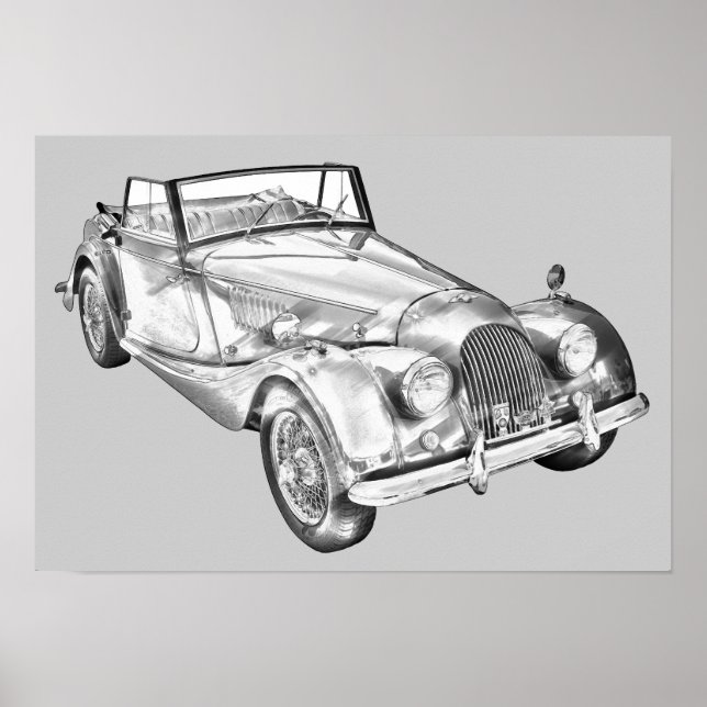 Affiche Illustration de voiture de sport Morgan Plus 4 196 (Devant)