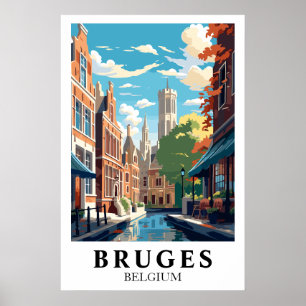 Affiche Illustration de voyage à Bruges Belgique