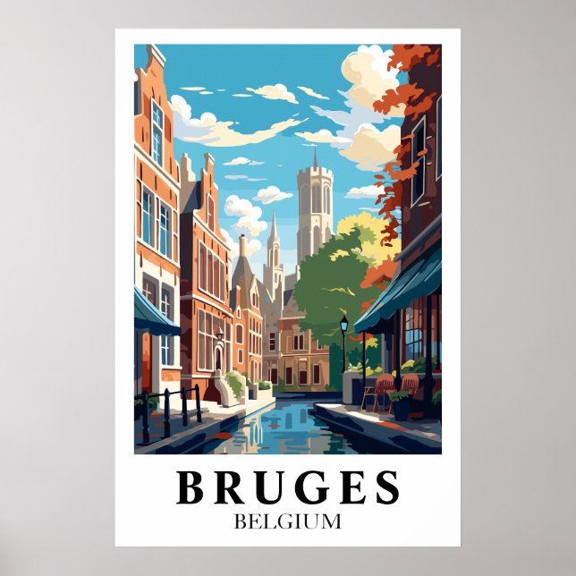 Affiche Illustration de voyage à Bruges Belgique (Devant)