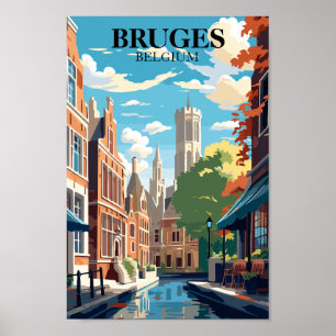 Affiche Illustration de voyage à Bruges Belgique