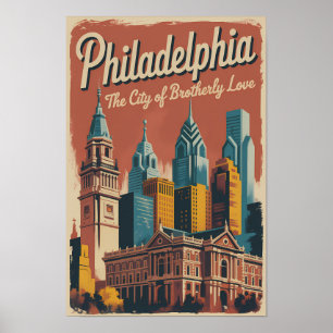 Affiche Illustration de voyage à Philadelphie Pennsylvanie