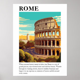 Affiche Illustration de voyage à Rome Colisée Retro Italie