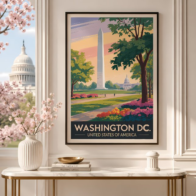 Affiche Illustration de voyage à Washington DC style vinta (Créateur téléchargé)
