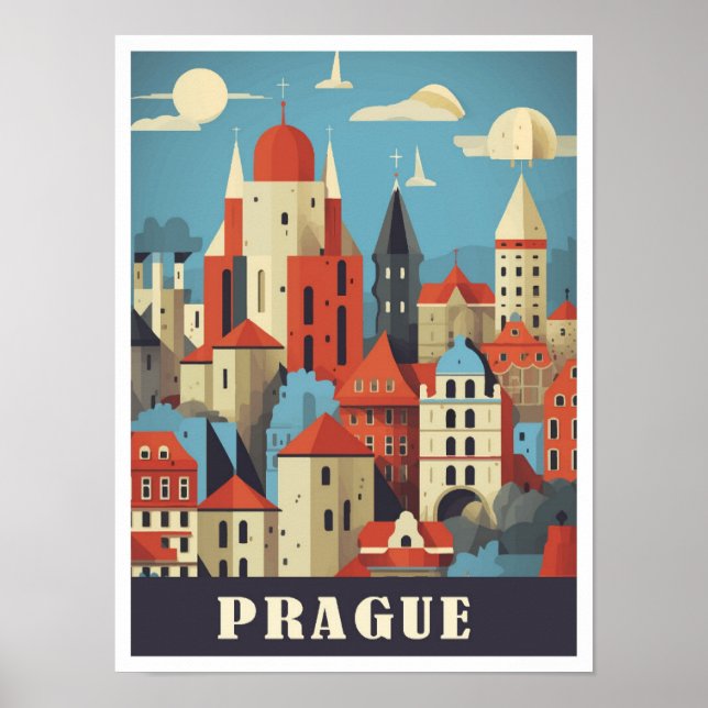 Affiche Illustration de voyage Art tchèque Prague (Devant)