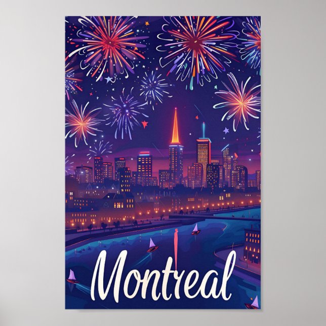 Affiche Illustration de voyage artistique de Montréal Cana (Devant)