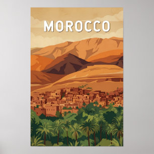 Affiche Illustration de voyage artistique vintage du Maroc