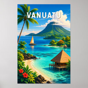 Affiche Illustration de voyage artistique vintage du Vanua