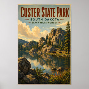 Affiche Illustration de voyage au Custer State Park, Dakot