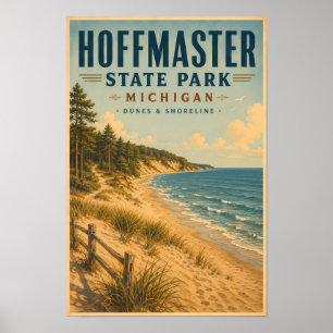 Affiche Illustration de voyage au parc d'État Hoffmaster d