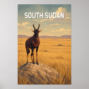 Affiche Illustration de voyage au Soudan du Sud Art vintag