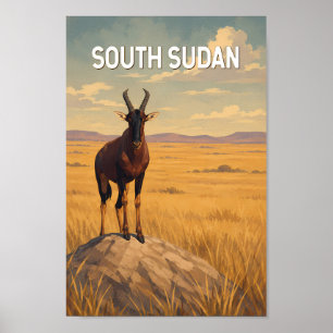 Affiche Illustration de voyage au Soudan du Sud Art vintag