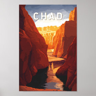 Affiche Illustration de voyage au Tchad Art vintage
