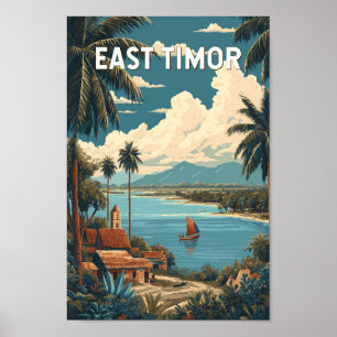 Affiche Illustration de voyage au Timor oriental vintage
