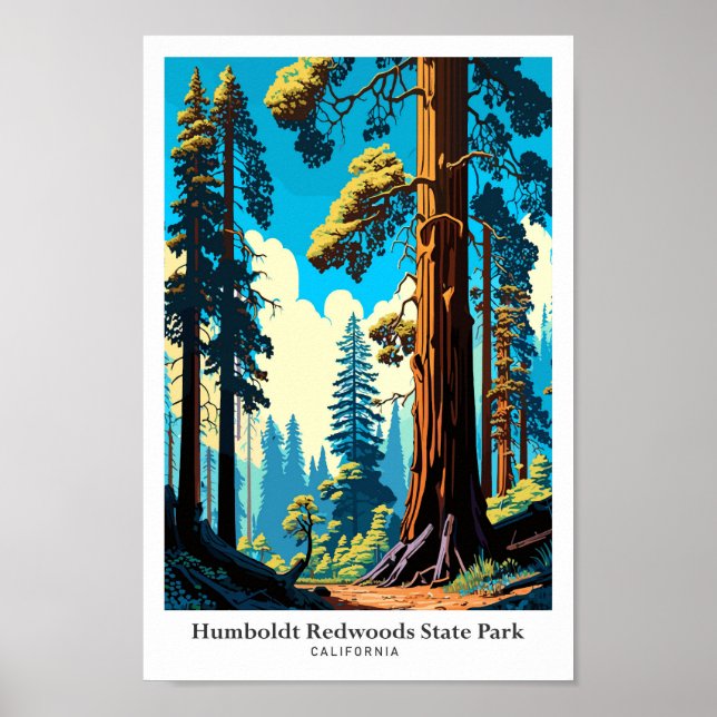 Affiche Illustration de voyage dans le parc Humboldt Redwo (Devant)