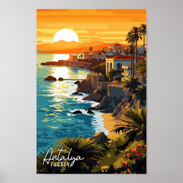 Affiche Illustration de voyage d'Antalya Turkey (Devant)