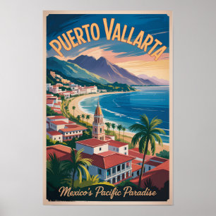 Affiche Illustration de voyage d'art à Puerto Vallarta au