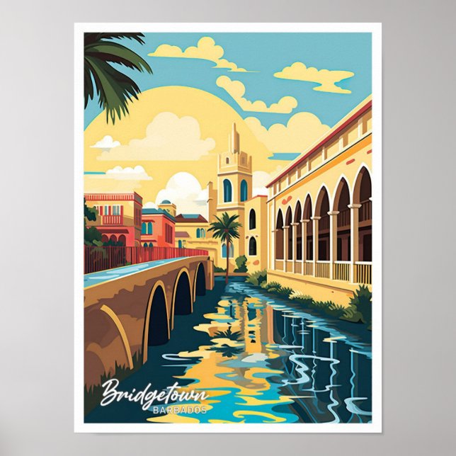 Affiche Illustration de voyage d'art de Bridgetown Barbade (Devant)