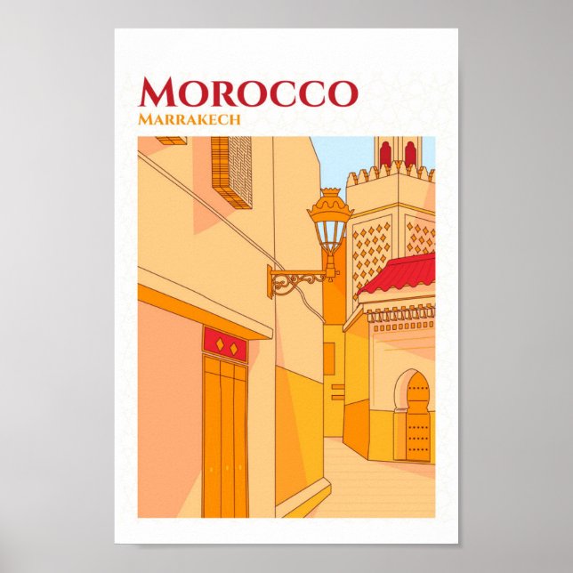 Affiche Illustration de voyage d'art de Marrakech Maroc (Devant)