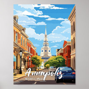 Affiche Illustration de voyage d'Art Vintage Annapolis Mar