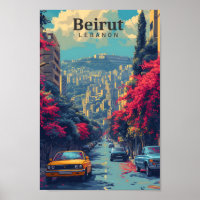 Illustration de voyage d'Art Vintage Beyrouth Liba