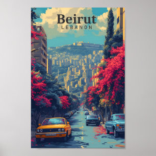 Affiche Illustration de voyage d'Art Vintage Beyrouth Liba