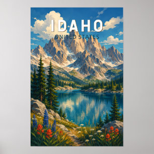 Affiche Illustration de voyage d'art vintage de l'Idaho