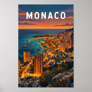 Affiche Illustration de voyage d'art vintage de Monaco