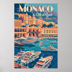 Affiche Illustration de voyage d'art vintage de Monaco Cot