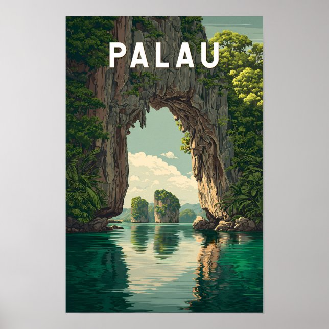Affiche Illustration de voyage d'art vintage des Palaos (Devant)