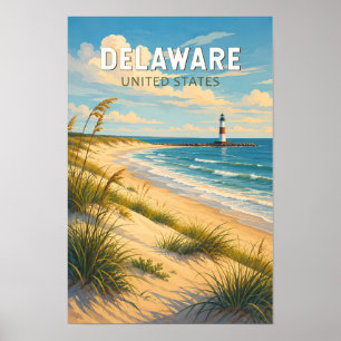 Affiche Illustration de voyage d'art vintage du Delaware