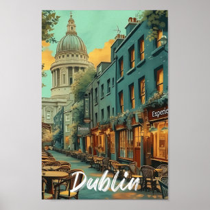 Affiche Illustration de voyage d'art Vintage Dublin Irland