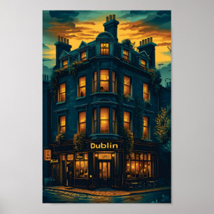 Affiche Illustration de voyage d'art Vintage Dublin Irland