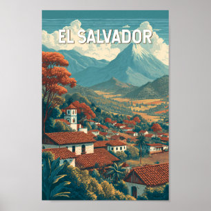 Affiche Illustration de voyage d'art vintage El Salvador