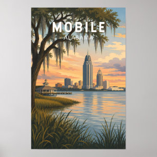 Affiche Illustration de voyage d'art vintage Mobile Alabam