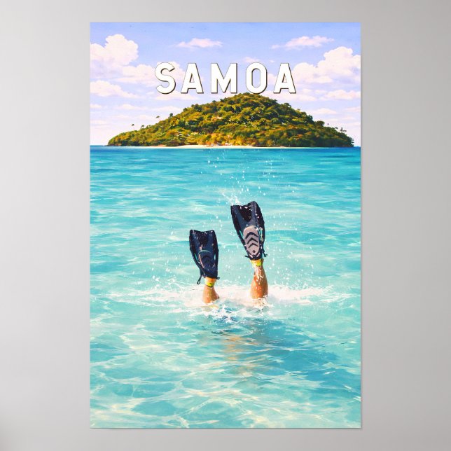 Affiche Illustration de voyage d'art vintage Samoa (Devant)